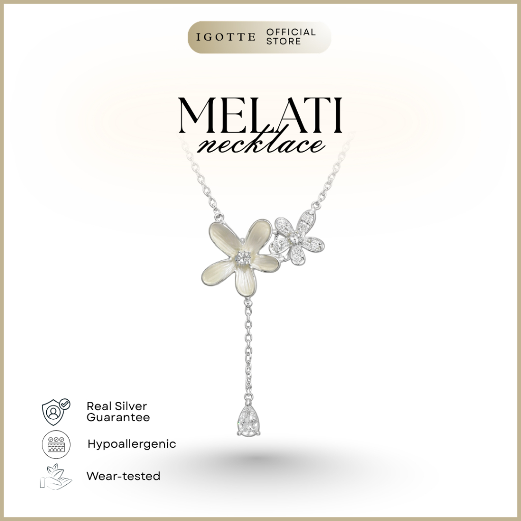 สร้อยคอ MELATI - เงินสเตอร์ลิง 925 ชุบทอง - ชุบทอง 18k - สร้อยคอดอกไม้จัสมิน - หรูหรา EID อุปกรณ์เสร