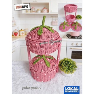rak bawang rotan estetik rak bumbu dapur estetik rak bawang susun 2(StR)