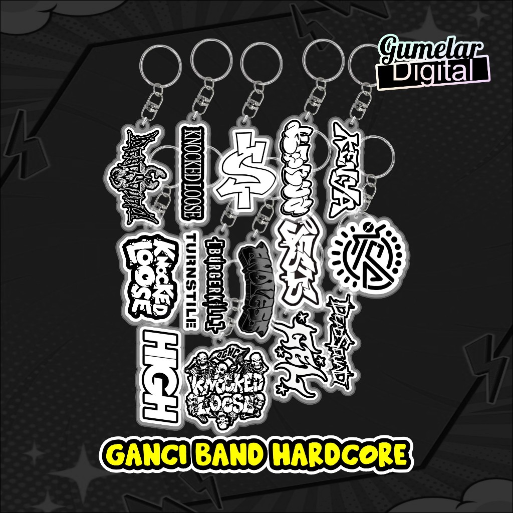 GANTUNGAN HARDCORE BAND KEYCHAIN HARDCORE ROCK KALCER KEYCHAIN
