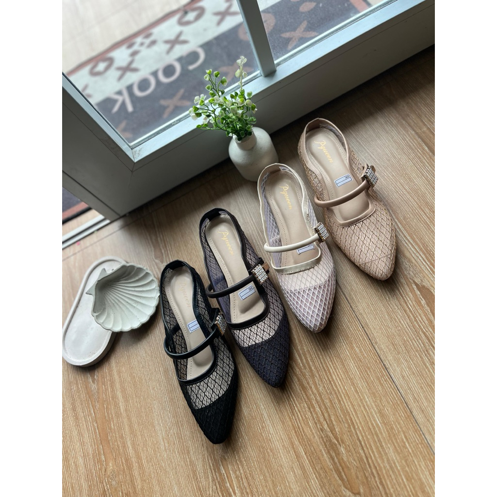 รองเท้าทํางาน Bella Mules รุ่นล่าสุดทําจากรองเท้าแตะตาข่ายพร้อมรองเท้าส้นสูง 3 ซม