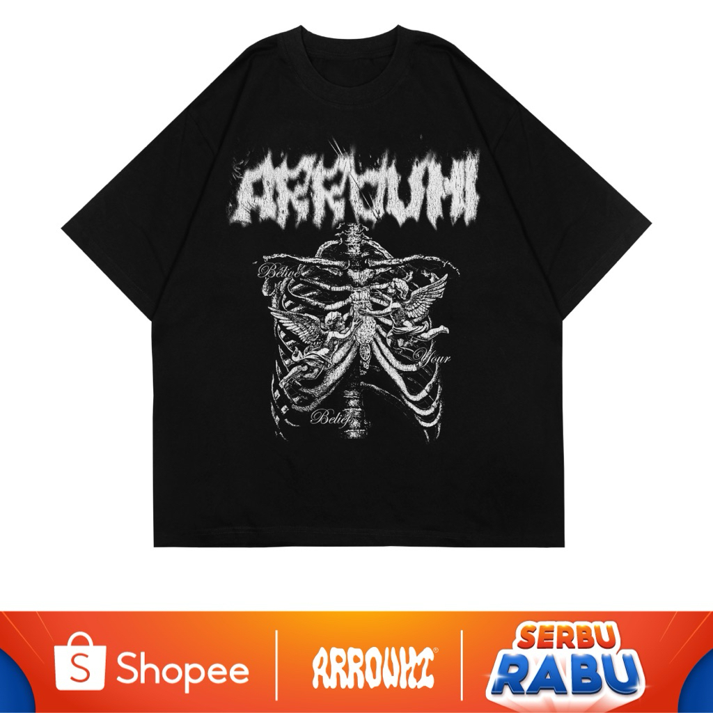 เสื้อยืด Arrouhi Oversize Black Bone Fond