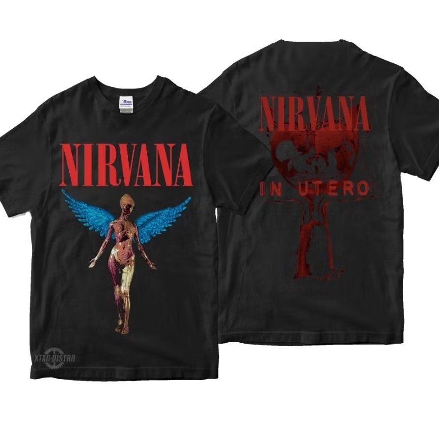 เสื้อยืด NIRVANA - VOL2 IN UTERO เสื้อยืดวง nirvana kurt cobrain grunge rock pop โลหะในตัว plastisol xtab distro