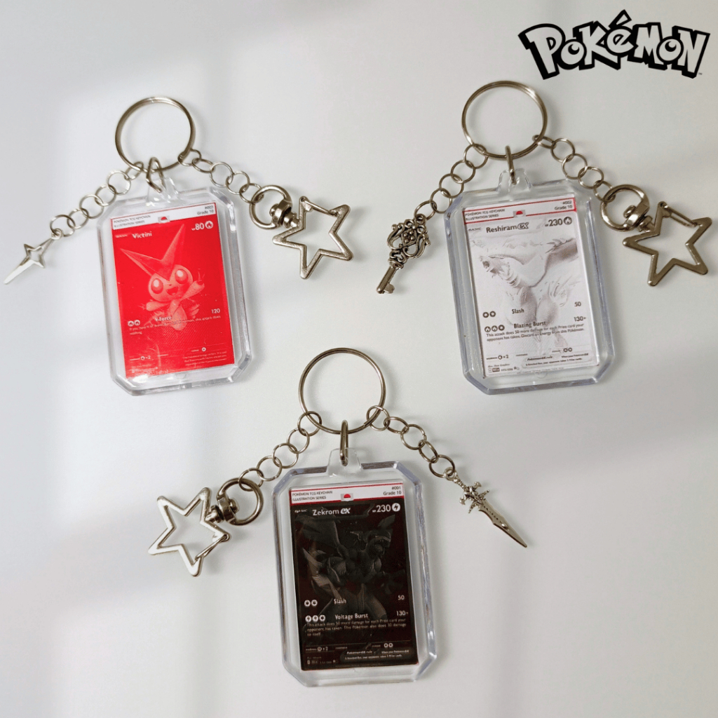 พวงกุญแจ Pokemon TCG BWR พรีเมี่ยม Zekrom Reshiram Victini