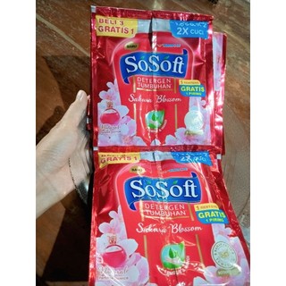 SoSoft Detergen Cair 1 renteng 16 saset 40ml GRATIS LEPEK/PIRING MINI CANTIK. harga grosir!