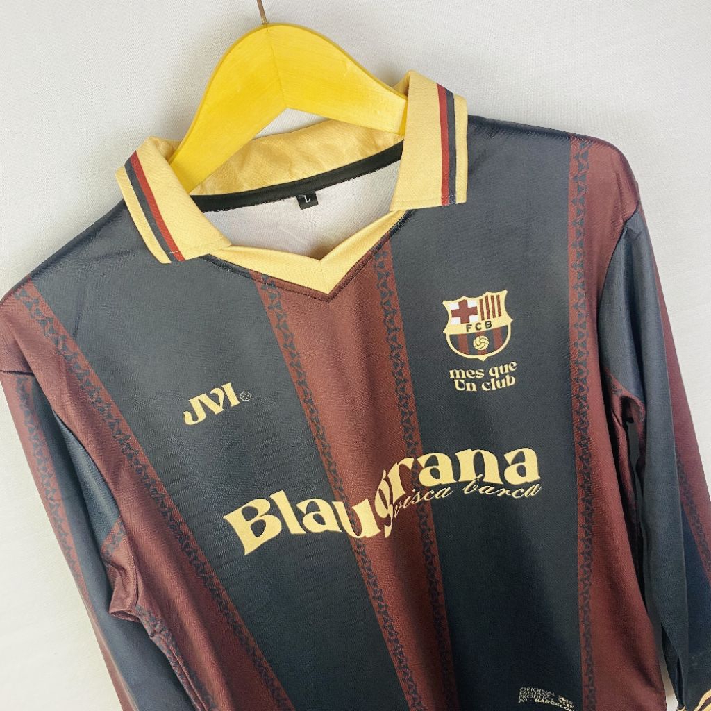 JVI JERSEY RETRO FANTASY BARCA BLAUGRANA JERSEY VINTAGE พิมพ์เต็มรูปแบบยาวและแขนสั้น