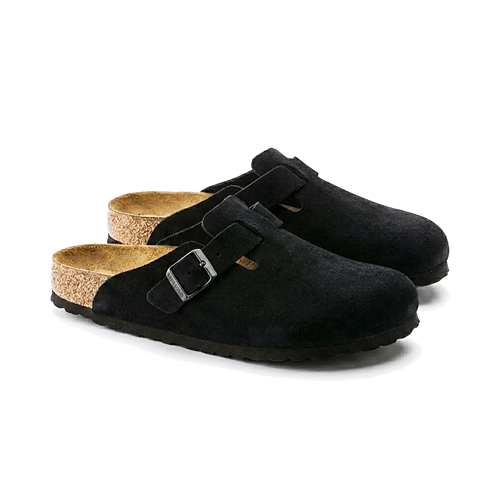 ERVAKA - รองเท้าแตะ Bustong Suede สีดําสําหรับผู้ชายและผู้หญิง รองเท้าแตะ Clogs Boston Unisex