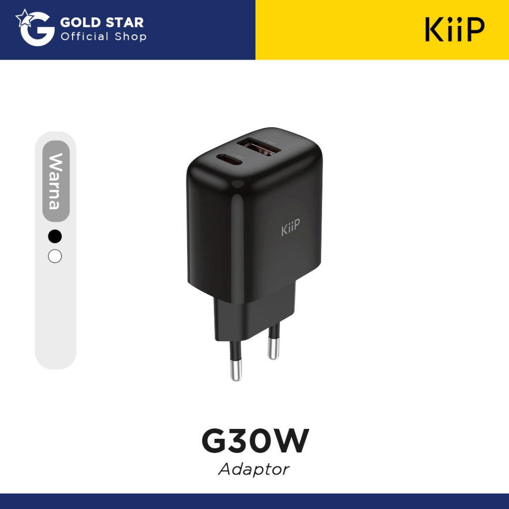KiiP G30W Wall Charger Adaptor GaN 30W Fast Charging Head Charger Mini Travel Adapter