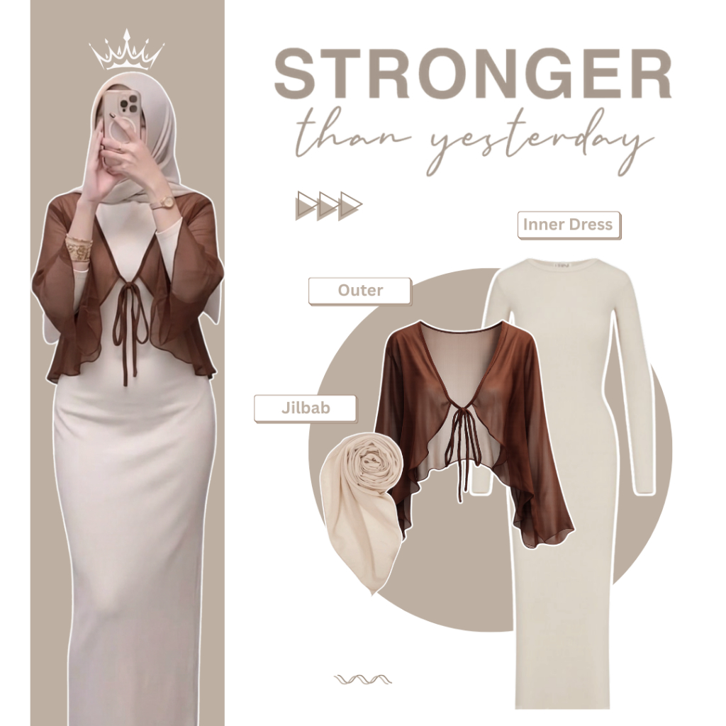 One Set 3in1 Modern Mahogany Outer [Outer + Inner Dress + Hijab] ชุดสูทผู้หญิง - IS211N