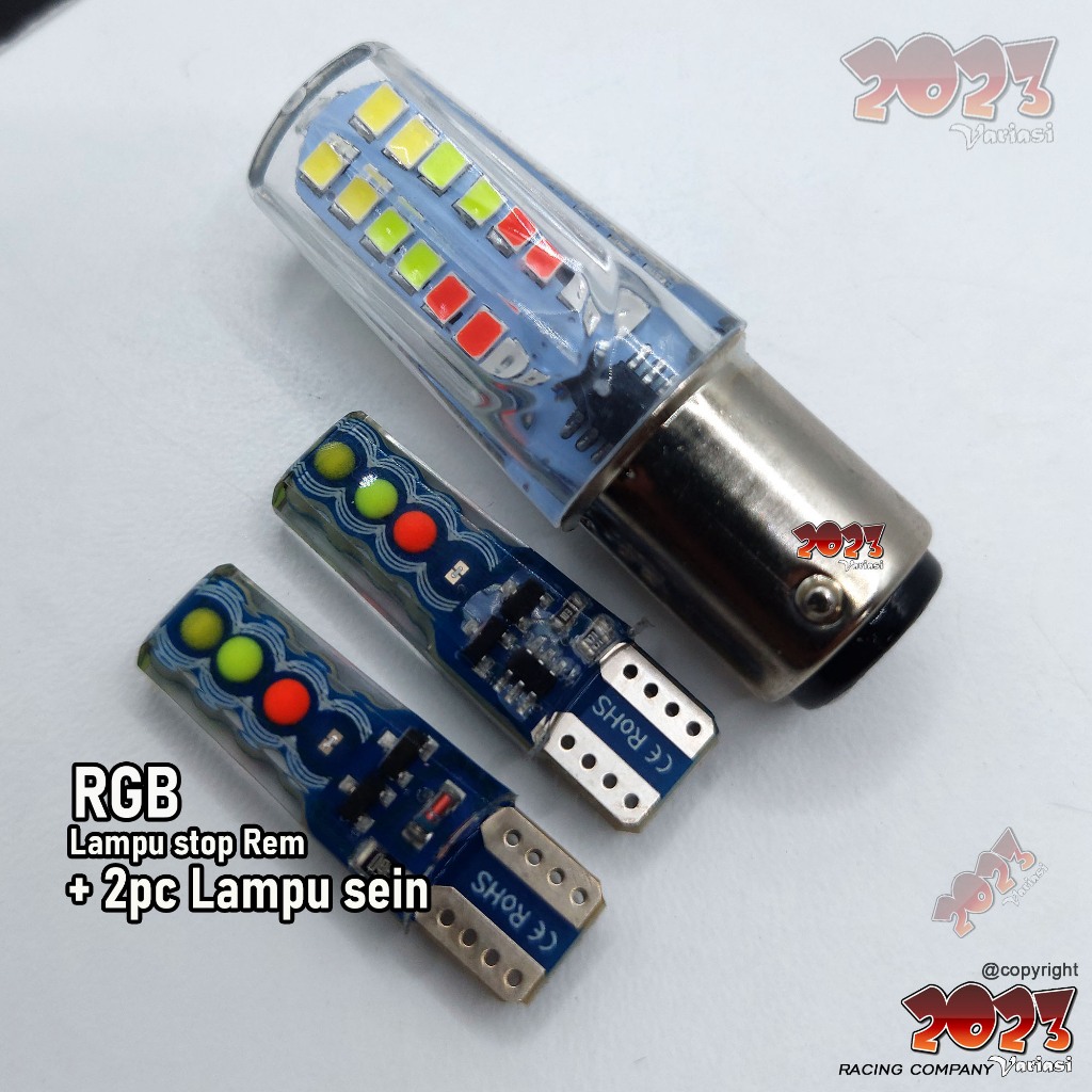 โคมไฟหยุดเบรก RGB + ไฟเลี้ยว RGB สากล 2 ชิ้น