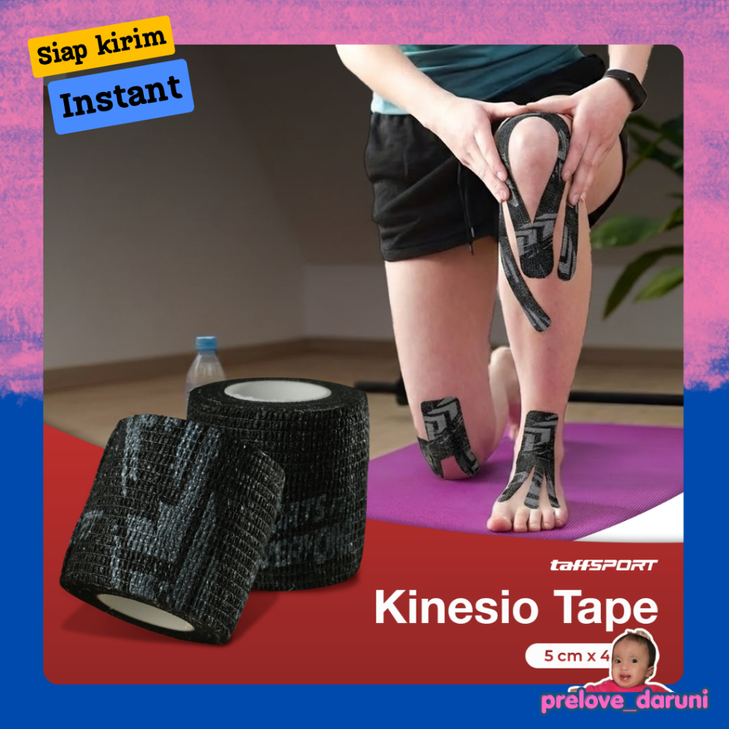 [PD] TaffiSPORT Sport Cohesive Bandage Elastic Self Adhesive Bandage 5cmx4.5M - C103 - สีดํา