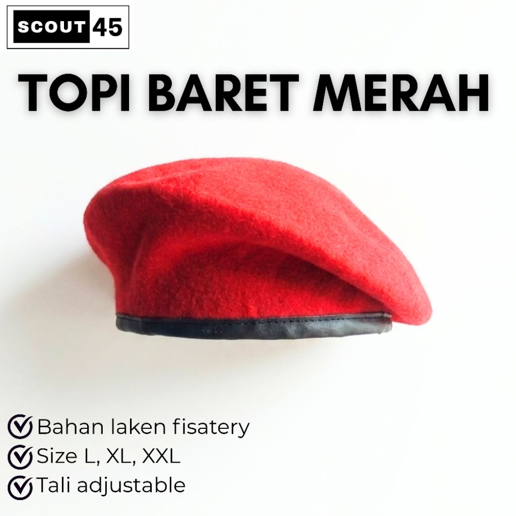 MERAH Laken Red Beret Hat, Red Beret Hat for pancasila Youth, kokam, Grab, School Children Beret, dr