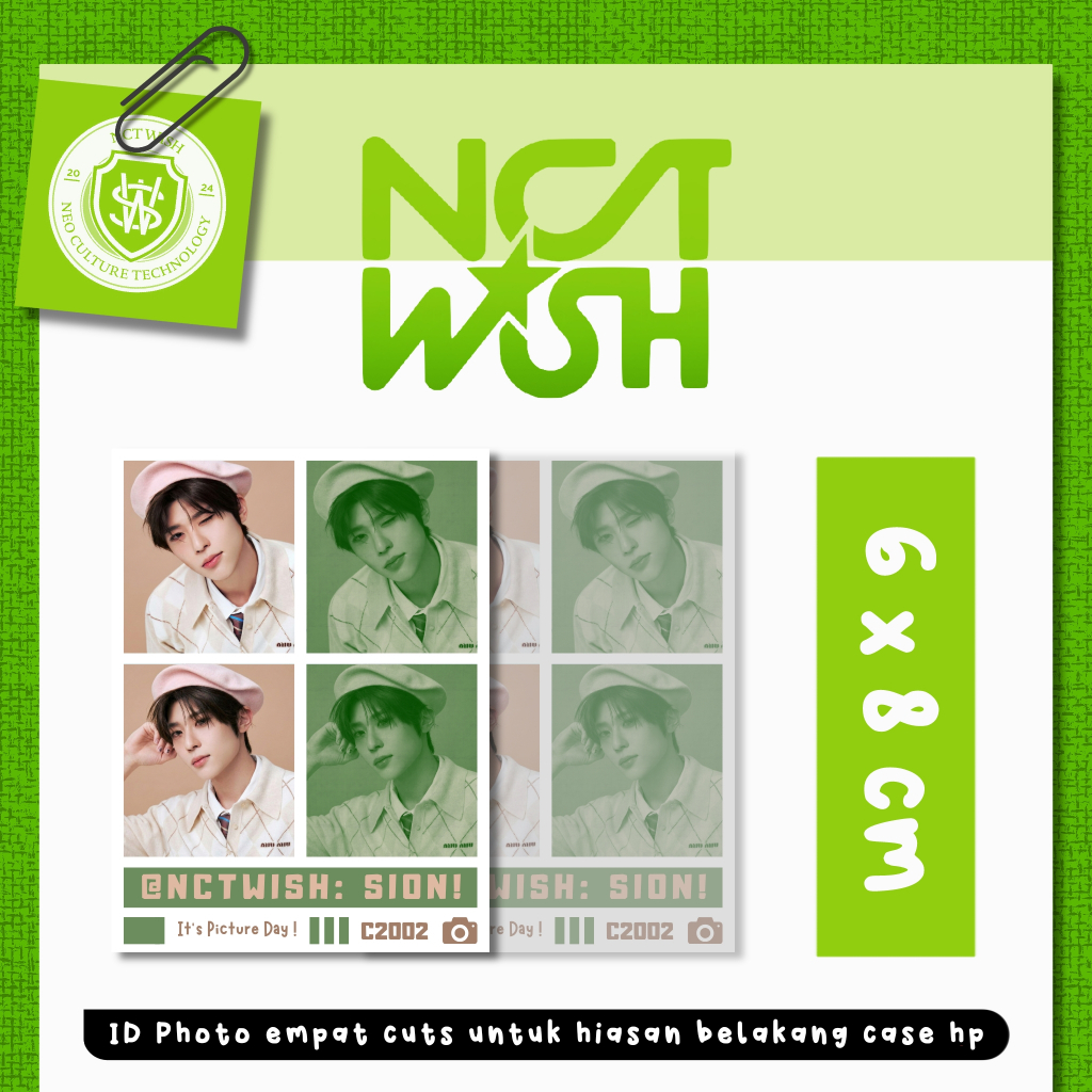 Unofficial NCT WISH 4 Cuts Photo ID ขนาด 6 x 8 สําหรับ HP / Freebies / ฯลฯ เคส