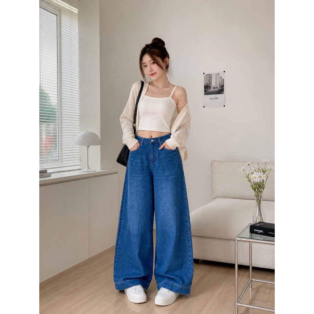 Baggy Culottes Jeans Skena Jeans Womens Premium Highwaist Korean Style Jeans Baggy