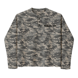 Waffle Henley Longsleeve Mouché - Concrete Camo