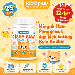 KIYOPAW Fish Oil Kucing Minyak Ikan Kucing Vitamin Bulu Kucing Penggemuk Kucing FISHYPAW 25 BUTIR
