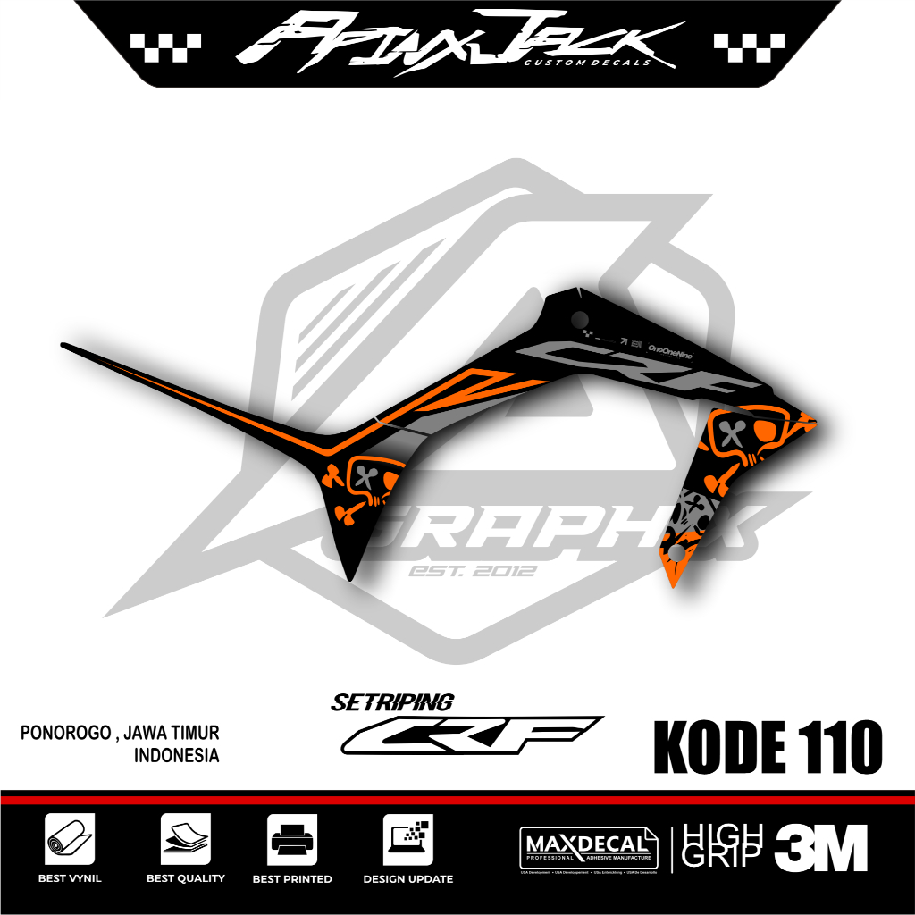 HONDA CRF 150 L VARIATION STRIPING CODE 110 / CRF 150 L MOTORCYCLE VARIATION STICKER LIST