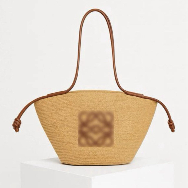 Tote Bag LOWE Anagram Basketทอกระเป๋าชายหาดถักฟางนําเข้าแฟชั่นผู้หญิงระดับพรีเมียม