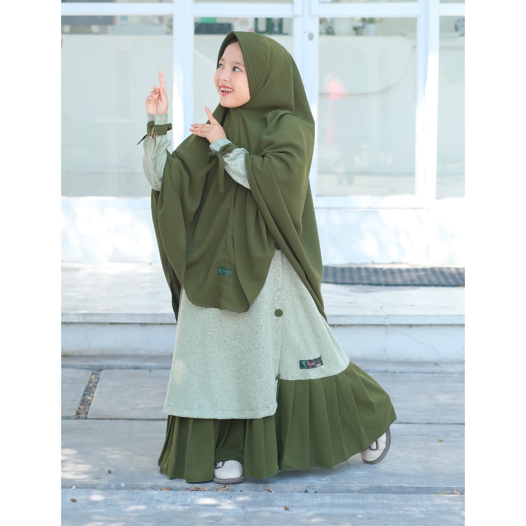 Syafira Kids Gamis Anak Syri Iris & Koko/Kurta Irtish Sage Couple Family