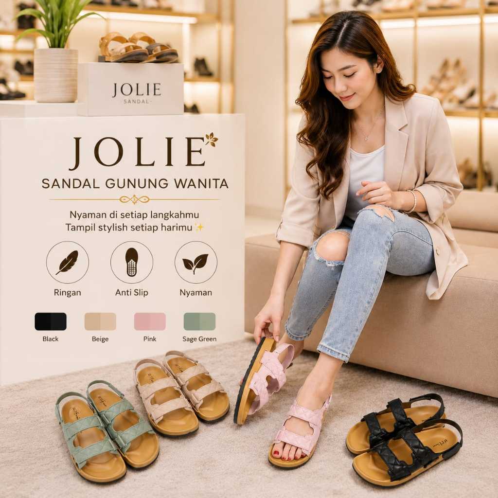 ADELIA- JOLIE รองเท้าแตะผู้หญิงนําเข้าสายรัดหลัง 2039/รองเท้าแตะสายรัด Velcro ของผู้หญิง