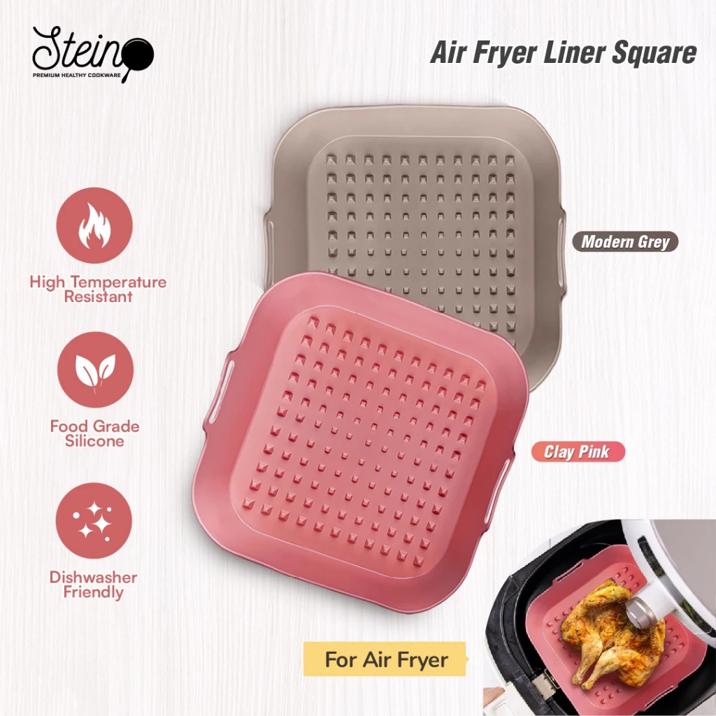 Stein Air Fryer Liner Square Clay Pink / Modern Grey / Air Fryer Liner / Air Fryer Holder