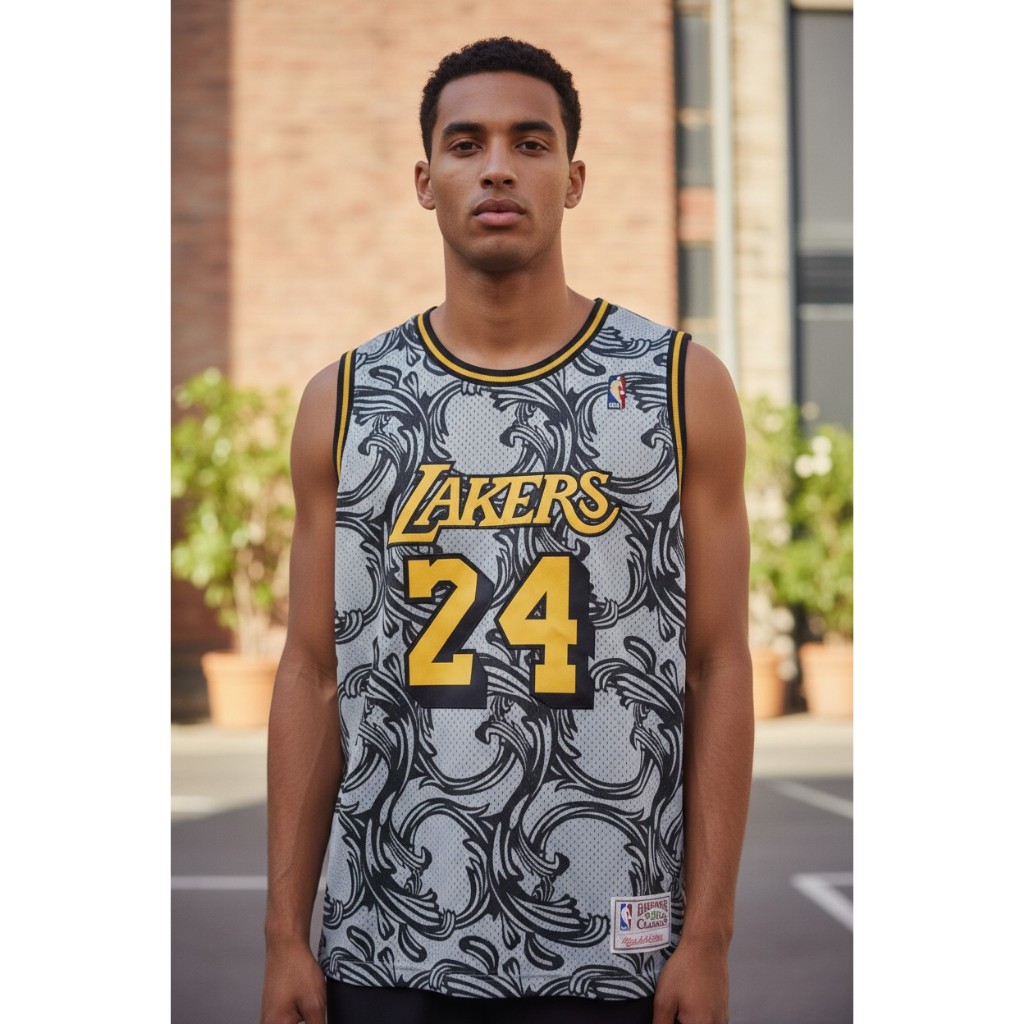พรีเมี่ยมนําเข้า CLASSIC HWC BLACK TOILE LAKERS 24 KOBE BRYANT MN BASKETBALL JERSEY