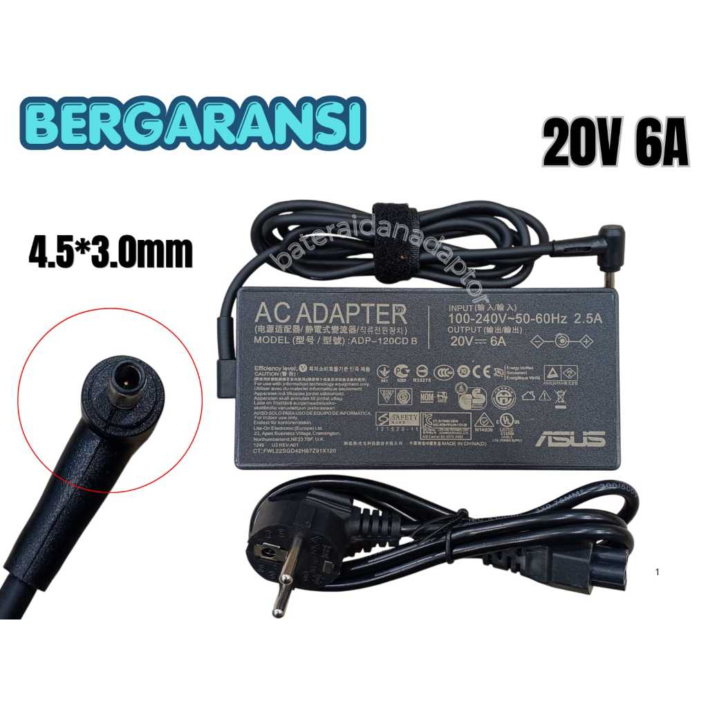 ASUS AC LAPTOP ADAPTER Vivobook Pro 14X OLED M7400QC M7400QE N7400PC / 20V 6A (4.5*3.0mm) 120W ใหม่