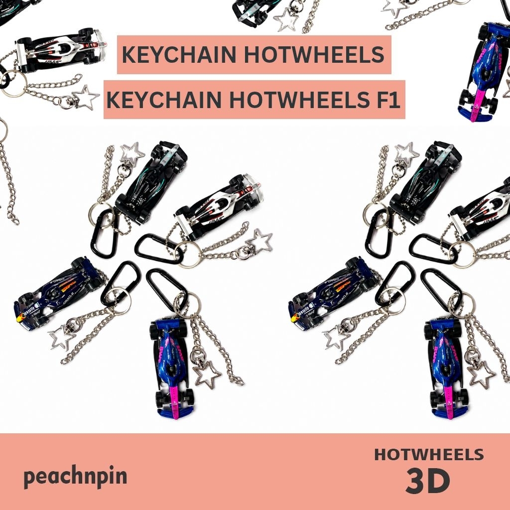 GANTUNGAN Hotwheels Formula One F1 พวงกุญแจและกระเป๋า Charm พวงกุญแจน่ารัก