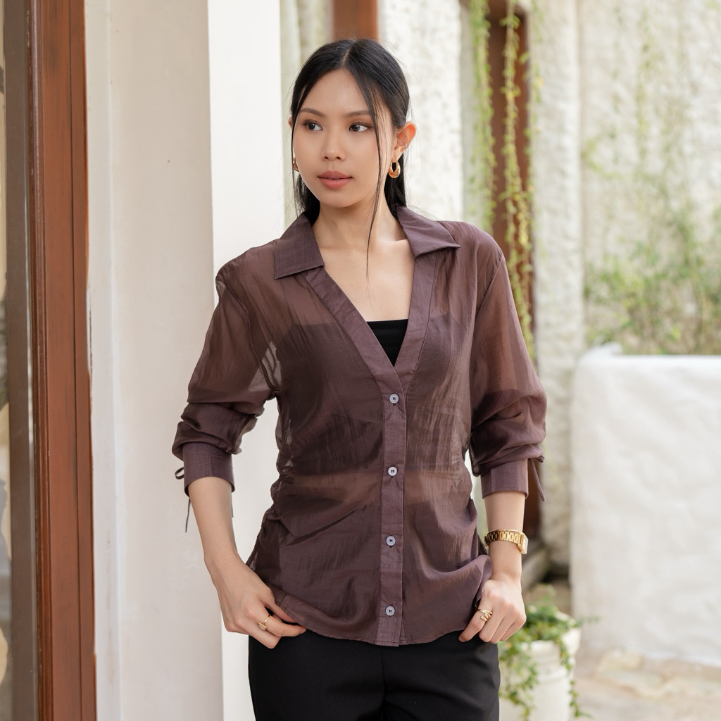 KEMEJA Maison Mone – เสื้อเชิ้ตเชียร์ Brune Tencel | เสื้อเชิ้ตผู้หญิงใสพรีเมี่ยมหรูหรา
