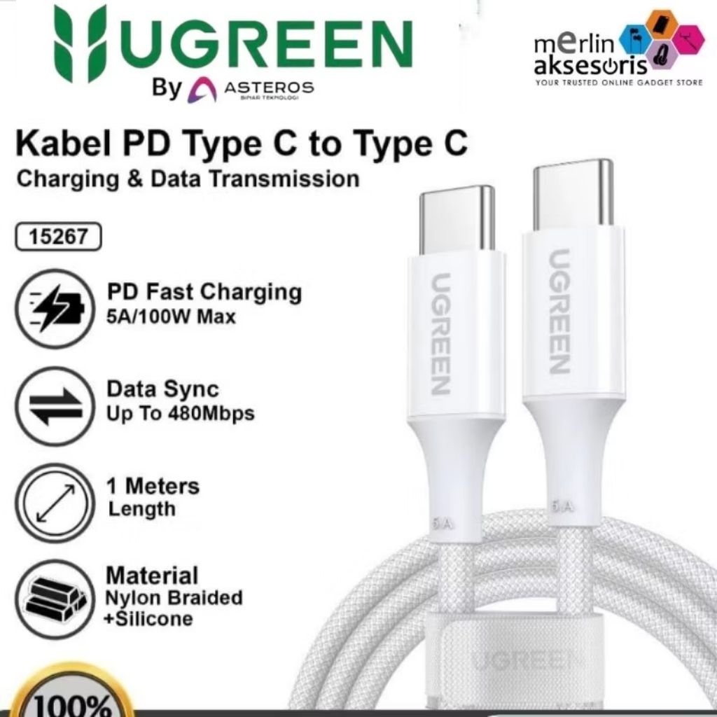 Ugreen 35218 (60w) UGREEN 15267(100W)/35219(60W)/35254(60W) Type C To Type C 5A 100W Fast Charging D