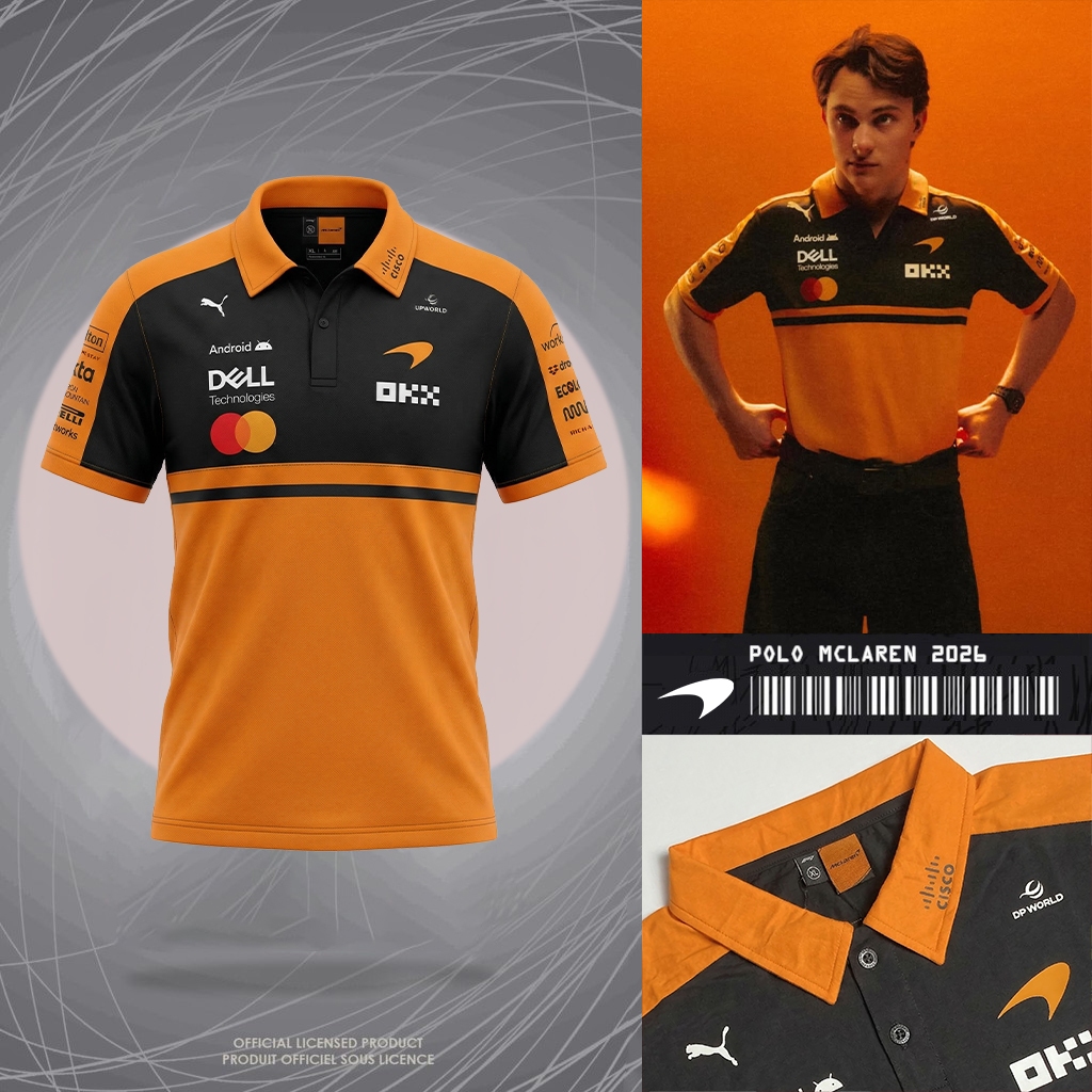 MCLAREN F1 2026 PMLO6 FORMULA ONE RACING เสื้อโปโลระดับพรีเมียม
