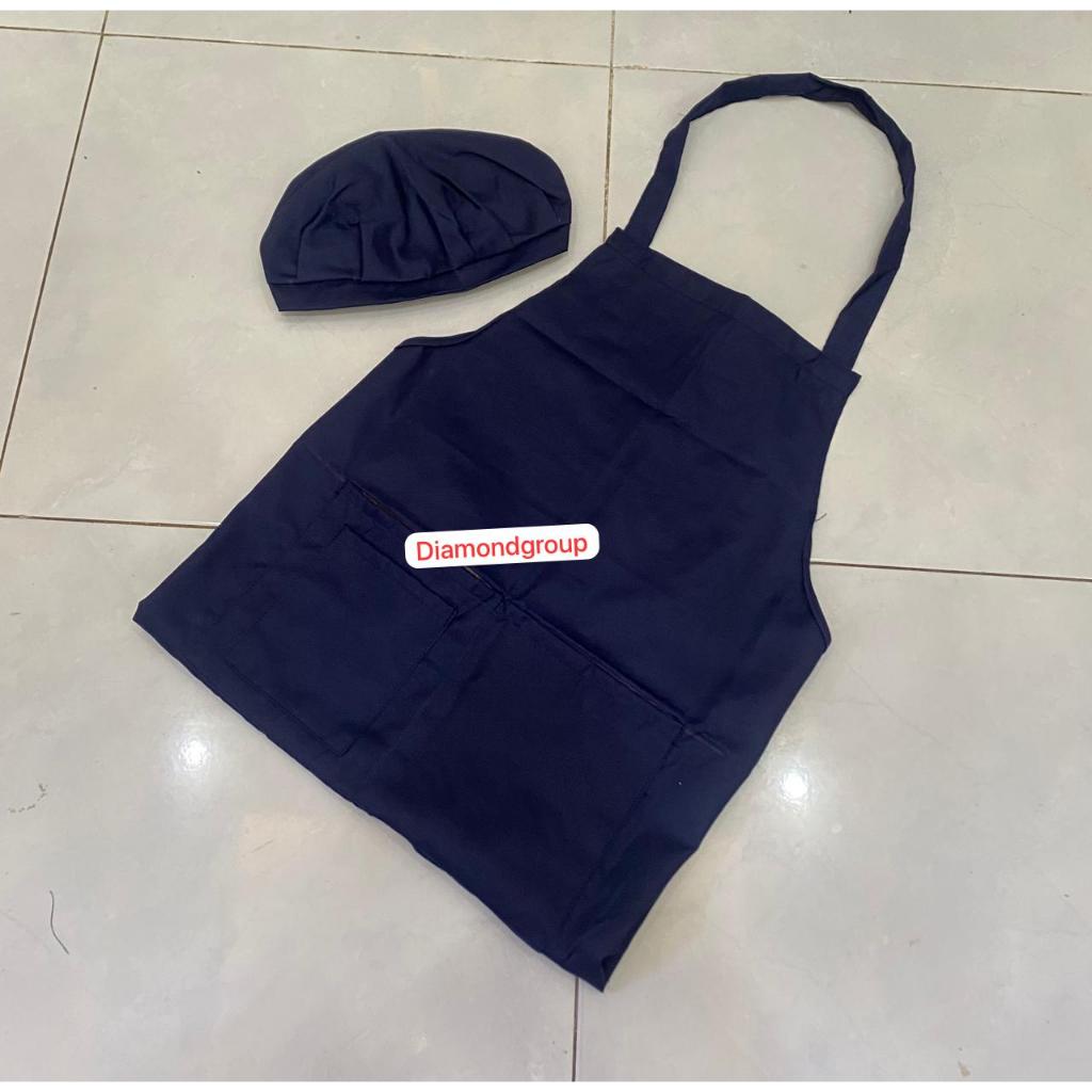 KITCHEN COOKING APRON และหมวกชุด MANO DRILL MATERIAL / PLAIN APRON ชุดพร้อมกระเป๋าด้านหน้า / KITCHEN