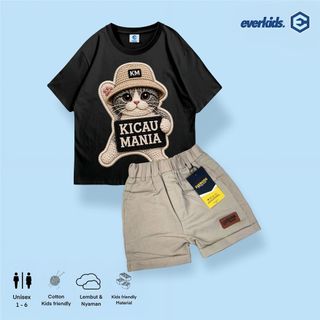 EVERKIDS Setelan Kaos Anak 1-6 Tahun Sablon Motif Bordir Kicau Mania