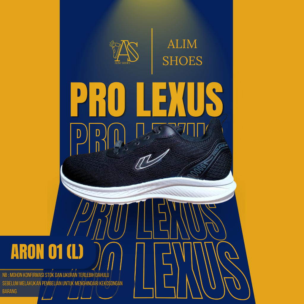 Pro Lexus New Era Aron 01 (L) รองเท้านักเรียนสีดําและสีขาวสําหรับผู้ชายและผู้หญิงสบายน้ําหนักเบาลําล