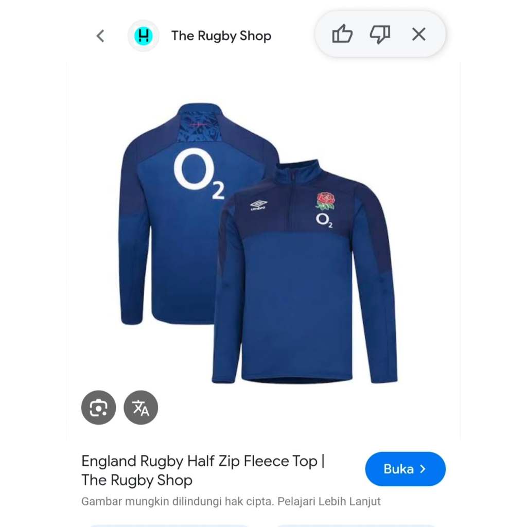 UMBRO ENGLAND RUGBY UNION HALZIP TRACKTOP JACKET ขนาดบนแท็ก ASIA M, LD 98