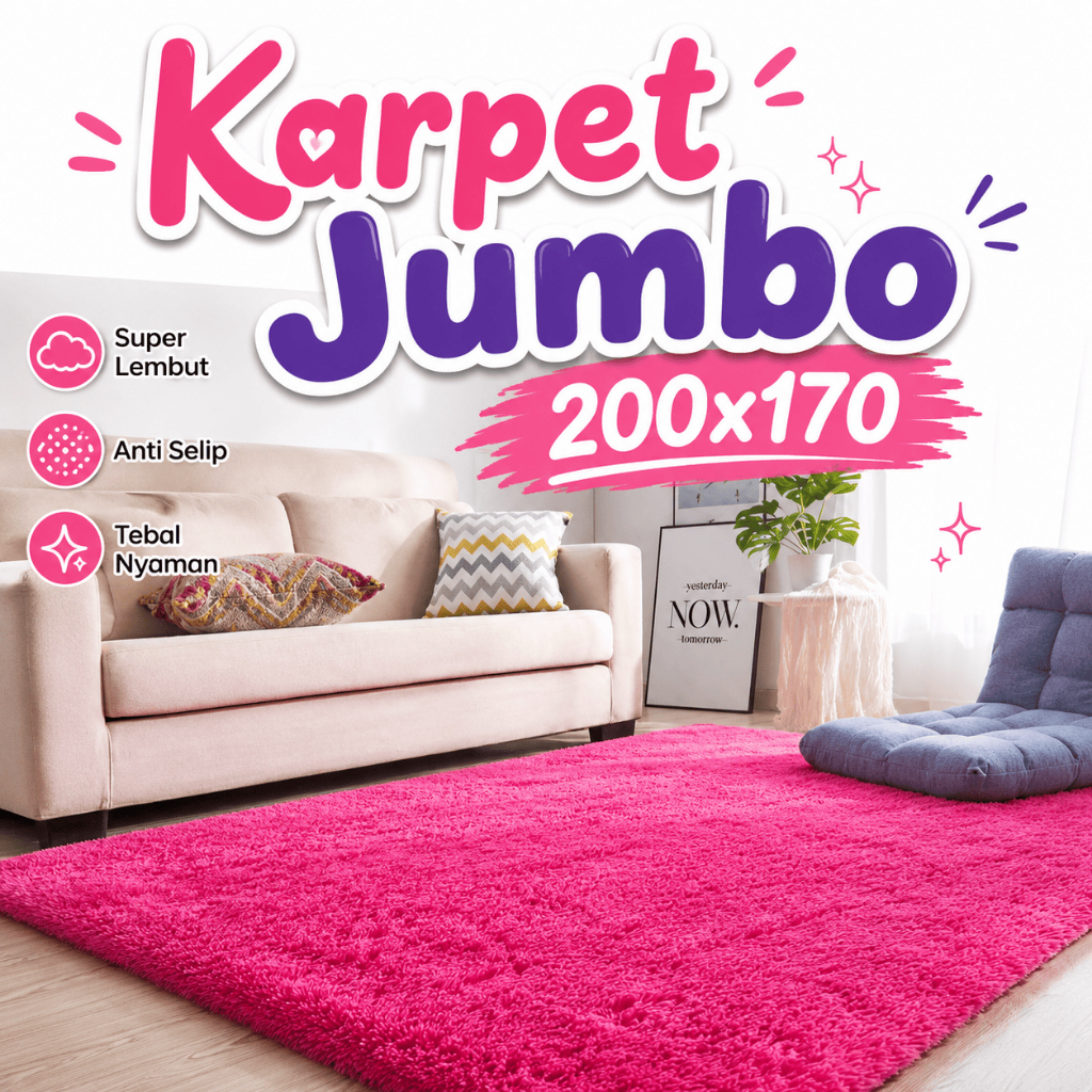 JUMBO CARPET ขนาด 200 x 170 SOFT THICK RASFUR PREMIUM FUR CARPET SURPET BED MATTRESS