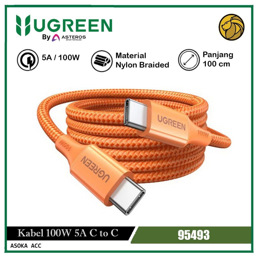 UGREEN 5A 100W USB-C to Type C Data Cable 1 เมตร Nylon Braided 95493 70427