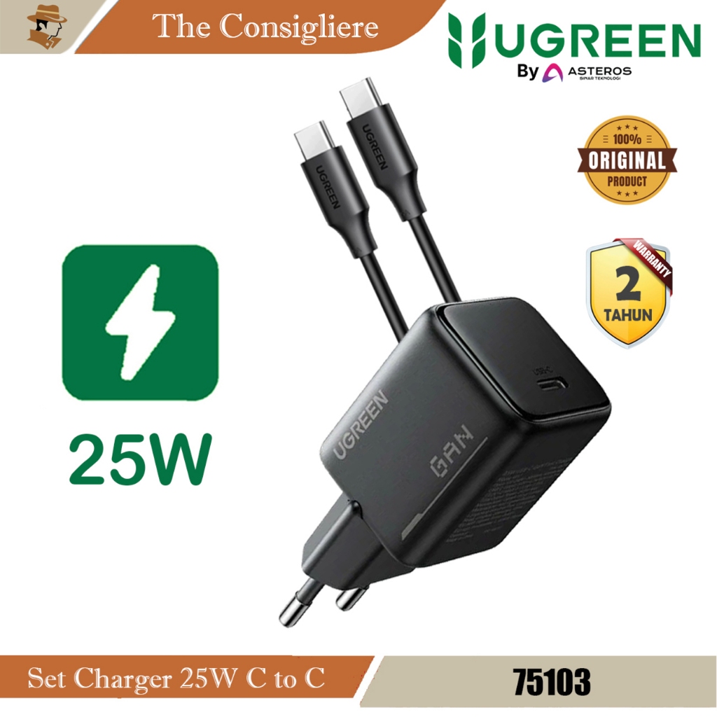 UGREEN Gan Charger 25W ชาร์จเร็ว + สาย Type C ถึง Type C 75103
