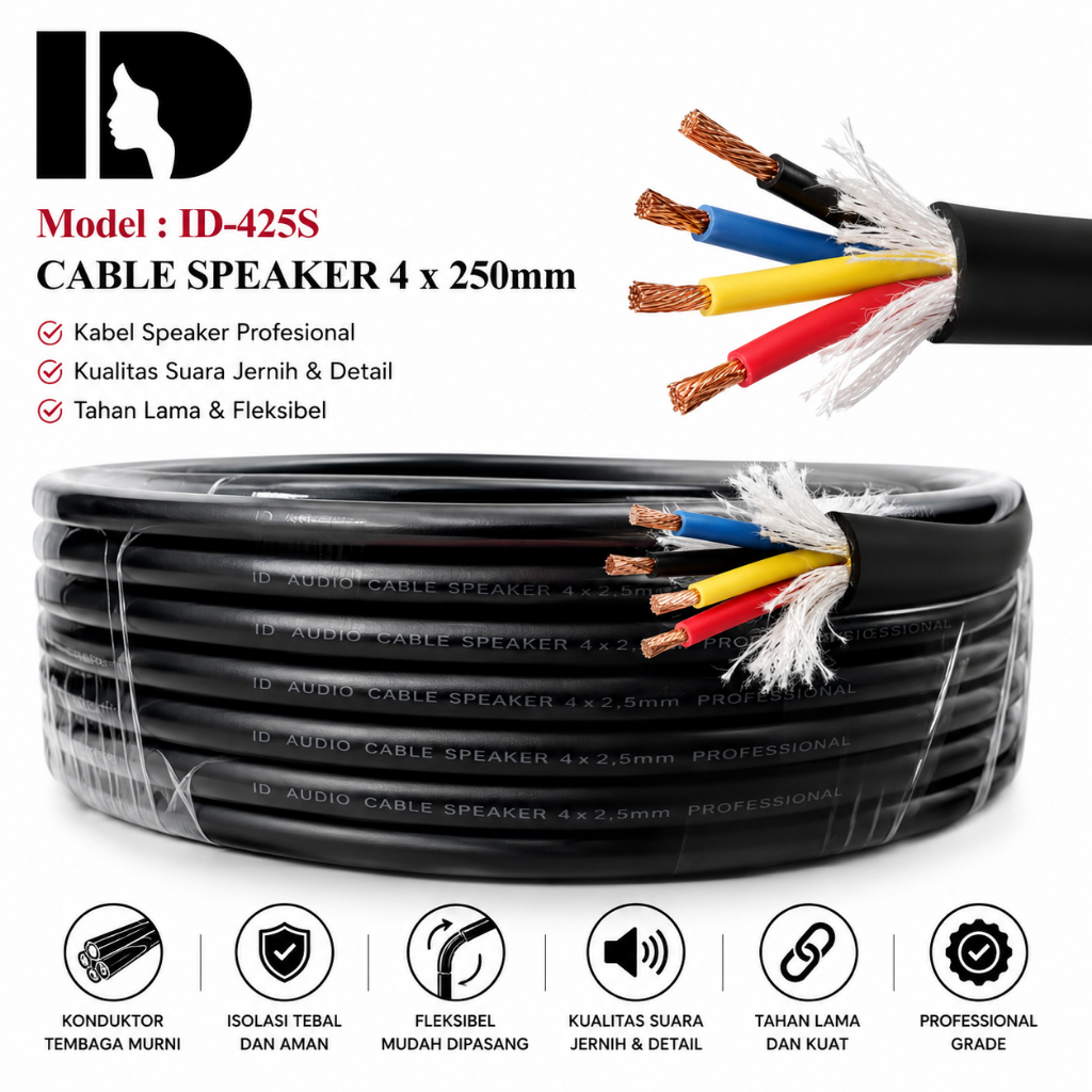 สายลําโพง id audio 425s 4x2.5mm ของแท้ 4 ชิ้น ราคาต่อเมตร