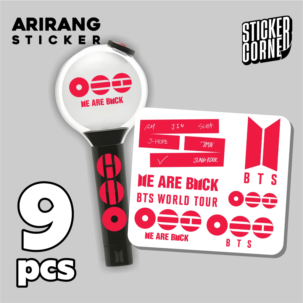 BTS ARIRANG ARMY ระเบิดตัดกันน้ํา 3D DTF สติ๊กเกอร์ UV 9 ชิ้น | BTS ARIRANG Edition Kpop แล็ปท็อป Tumblr Lightstick สติกเกอร์