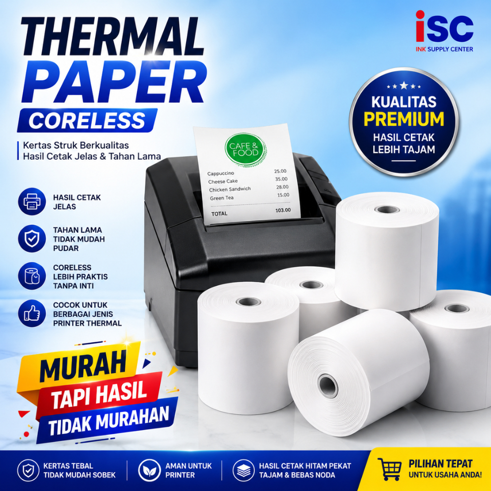 ม้วนกระดาษความร้อน ไม่มีแกน สําหรับเครื่องพิมพ์มือถือ 57x30 กระดาษความร้อน 57 x 30