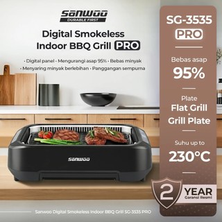Sanwoo Digital Smokeless Indoor BBQ Grill PRO / Alat Panggang Listrik Premium Tanpa Arang Tanpa asap Anti Lengket