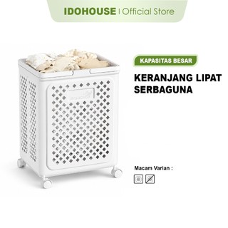 IDOHOUSE Laundry Basket Keranjang Lipat Serbaguna Tempat Baju Pakaian Kotor Dengan Roda - D01A/D01B