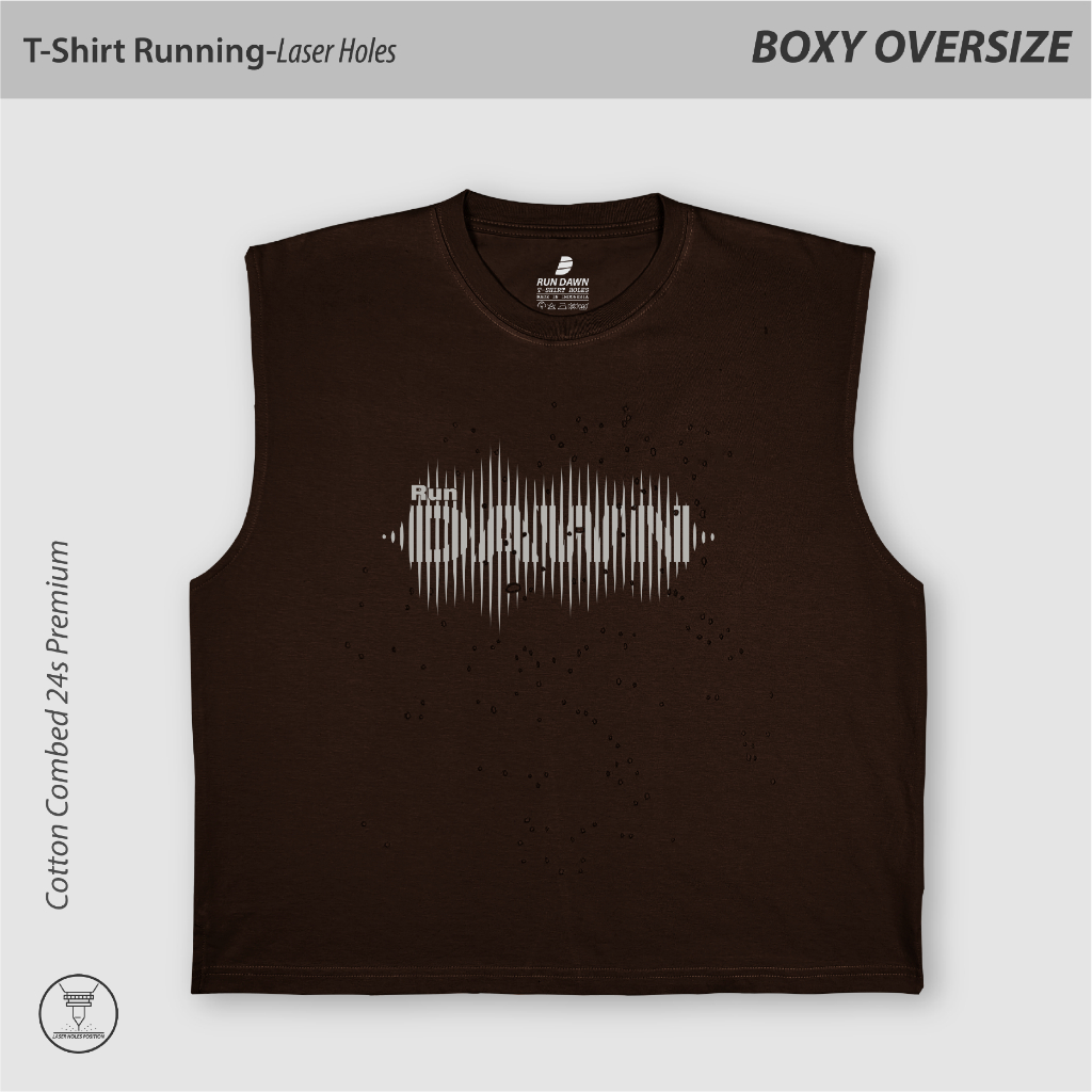 Rundawn MUSCLE TEE BOXY OVERSIZE Unisex – เสื้อวิ่งมีรู • BASIC CHOCOLATE COFFEE