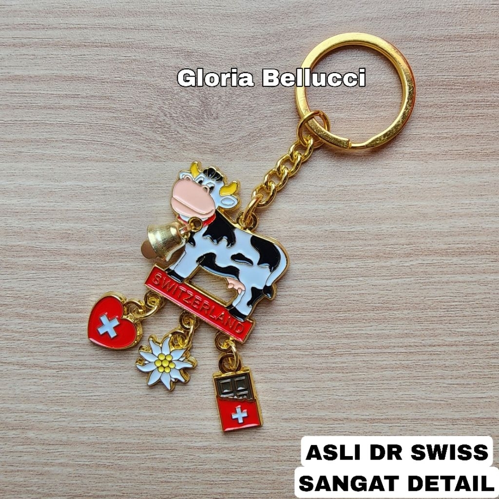 GANTUNGAN พวงกุญแจของที่ระลึก พวงกุญแจวัว switzerland พวงกุญแจของที่ระลึกจาก switzerland zurich