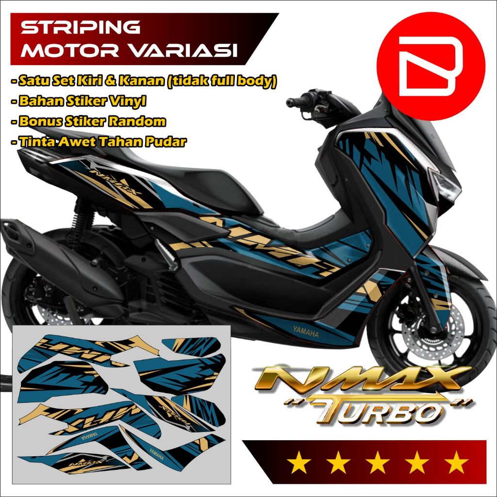 Cool NMAX TURBO Striping - ชุดสติ๊กเกอร์มอเตอร์ไซค์ Stripping List Polet Simple Nmax Turbo GRFS Vari