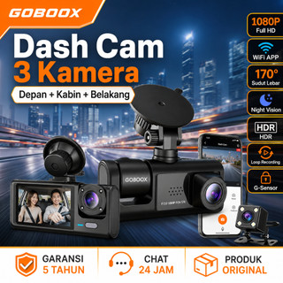 GOBOOX 3 Lens Dashcam Mobil Depan Kabin Belakang 128G HD 1080P WiFi GPS Kamera Camera Mundur Mobil / Night Vision / Loop 24 Jam / G-Sensor / 170° Sudut Lebar / Deteksi Gerakan