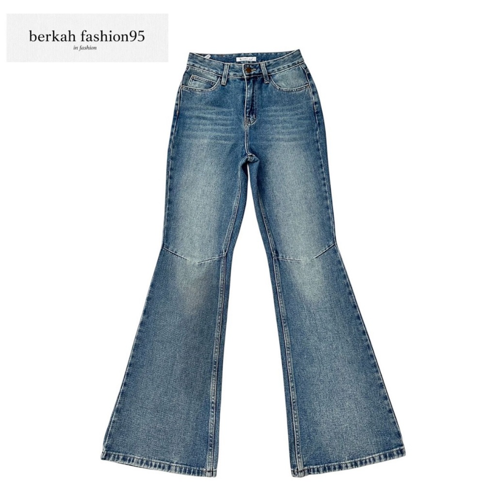 Berkah fashion95-Jeans Highwaist Womens Cutbray Jeans ไม่ยืด - กางเกง CZ 911