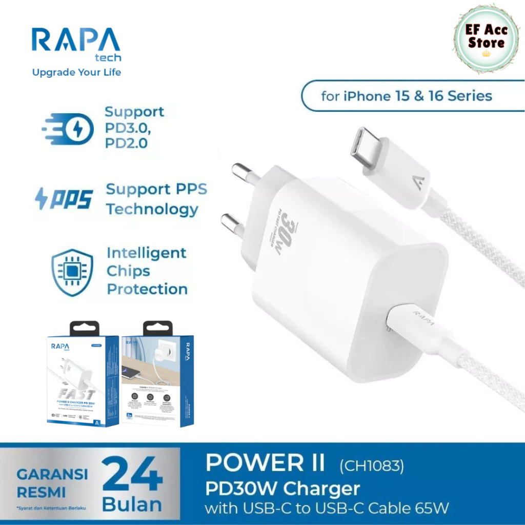 HP RAPAtech CH1083 30W Type-C to Type-C Cable Set สำหรับ iPhone 15/16/17