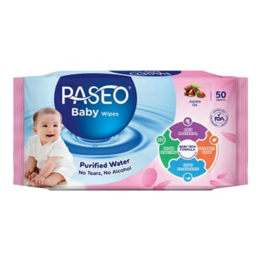 PASEO PINK WET WIPES 50 แผ่น / WET TISSUES / BABY WIPES