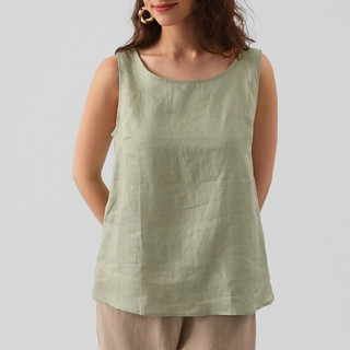 Sleeveless Tank Tops Basic polo linen